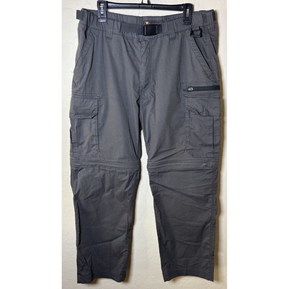 BC Clothing Men L x 30 Gray Convertible Cargo Pants Zip Off Hiking Tactical